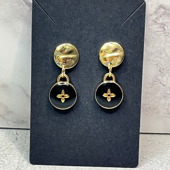 Louis Vuitton Monogram Flower Charms - Designed as Earrings - Black/Gold - Picture 3 of 5